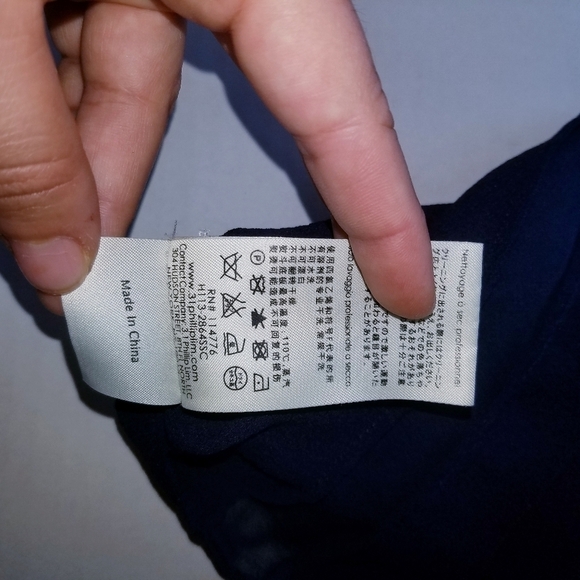 🌸 3.1 Phillip Lim | Silk Navy‎ Stripe Curved Hem Top, Medium - Picture 8 of 8